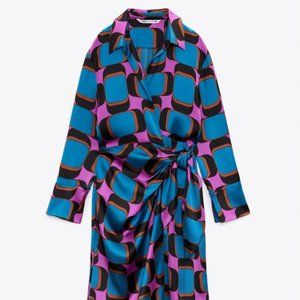 NWT Zara Printed Wrap Dress Multicolored | REF. 8737/363